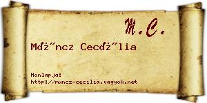 Müncz Cecília névjegykártya